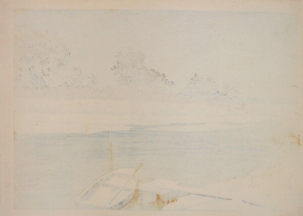 Snow at Koshigaya by Hasui, Woodblock Print