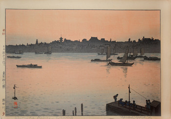 Sumida River Evening by Yoshida, Hiroshi, Woodblock Print