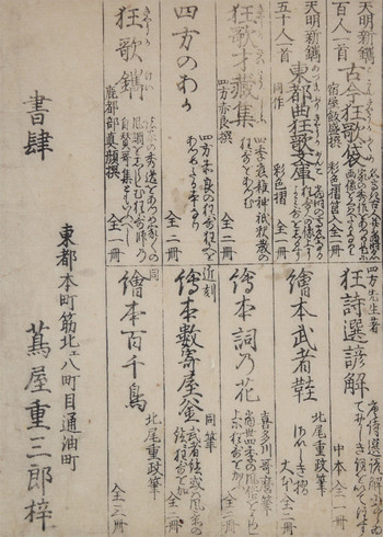 Page from List of Books by Utamaro, Woodblock Print