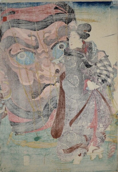 Mutsuki: Large Daruma Kite in the New Year by Kuniyoshi, Woodblock Print