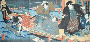 Nakayama Yaichiro, Marino Yashiro, Mekake Kikuno, Iwata Senjuro and Kamata Matahachi by Kuniyoshi, Woodblock Print