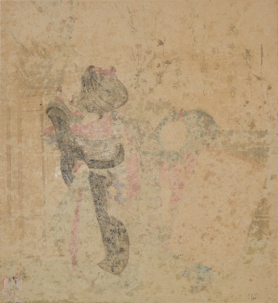 Boy Holding a Kite on New Year (Meiji Edition) by Hokusai, Woodblock Print