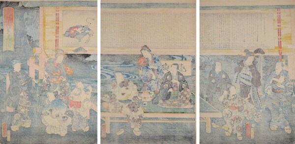 Dedication of Kyoka Poems for Kinryuzan Temple by Kunisada II (aka Kunimasa III, Toyokuni IV), Woodblock Print