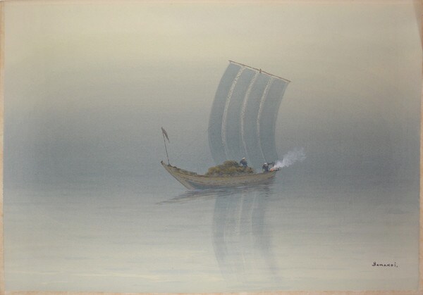 Quiet Day on Fishing Boat, Watercolor