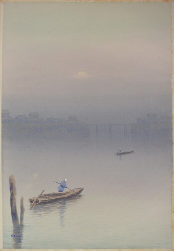 Misty Bridge, Watercolor