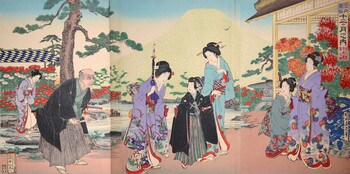 September: Somei Style Chrysanthemums by Chikanobu, Woodblock Print
