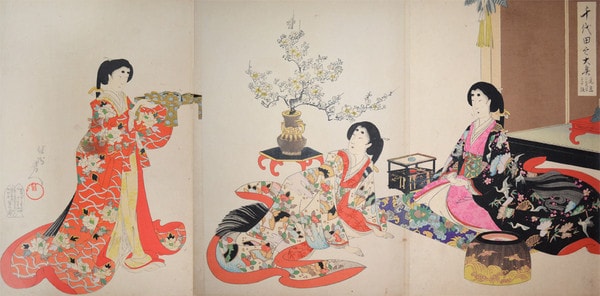 New Year's Day by Chikanobu, Woodblock Print