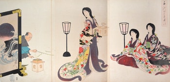 Setsubun: Warding Off Bad Luck by Chikanobu, Woodblock Print