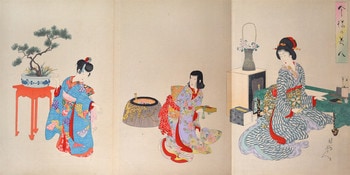 Writing by Chikanobu, Woodblock Print