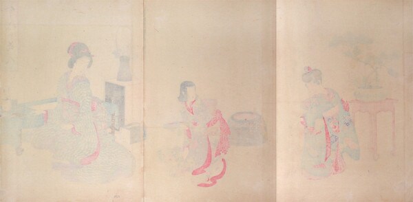 Writing by Chikanobu, Woodblock Print