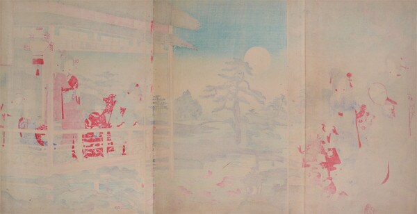 Full Moon Viewing in Autumn by Nobukazu, Woodblock Print