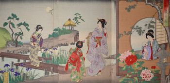 View of Early Summer by Chikanobu, Woodblock Print