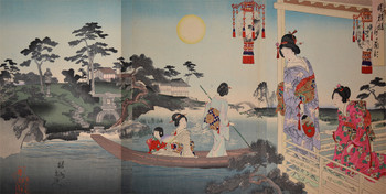 Reflection of the Moon by Chikanobu, Woodblock Print