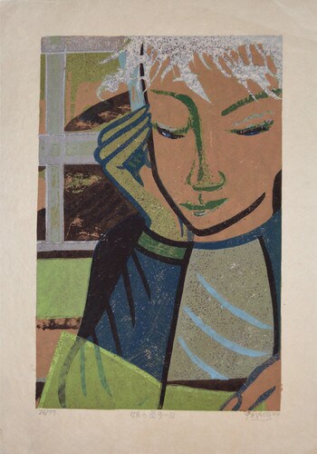 One Day of My Daughter by Fukami, Gashu, Woodblock Print