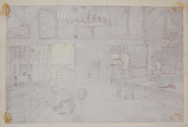 Farm House by Yoshida, Hiroshi, Woodblock Print