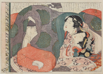 Young Couple by Hokusai, Woodblock Print