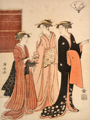 Month of the Chrysanthemums by Kiyonaga, Woodblock Print