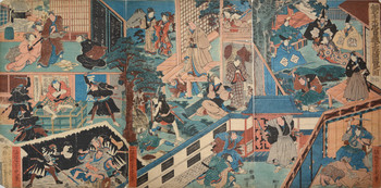 11 Scenes of Kanadehon Chushingura at a Glance by Yoshitora, Woodblock Print
