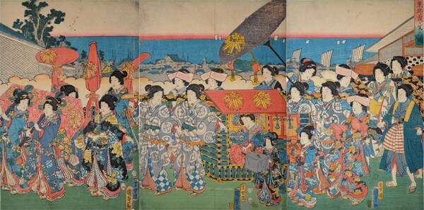 View of Kasumigaseki in Toto by Kunisada II (aka Kunimasa III, Toyokuni IV), Woodblock Print