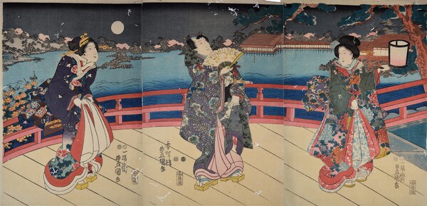 Full Moon Night by Toyokuni III, Woodblock Print