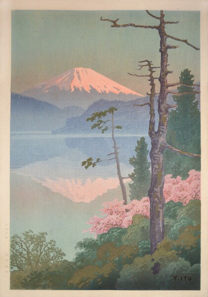 Mt Fuji from Tagonoura by Ito, Yuhan, Woodblock Print