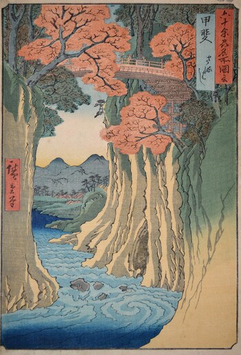 Monkey Bridge in Kai Province by Hiroshige, Woodblock Print