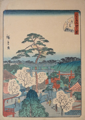 Hachiman Shrine at Ichigaya by Hiroshige II, Woodblock Print