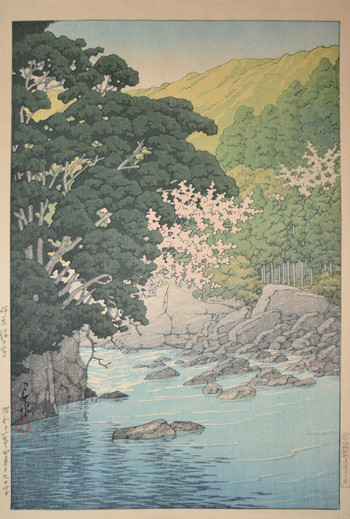 Yugashima in Izu by Hasui, Woodblock Print