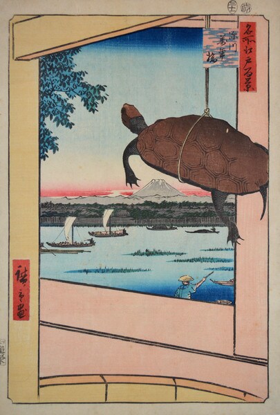 Mannen Bridge in Fukagawa by Hiroshige, Woodblock Print
