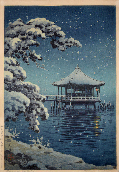 Snow at Ukimido, Katata by Koitsu, Woodblock Print