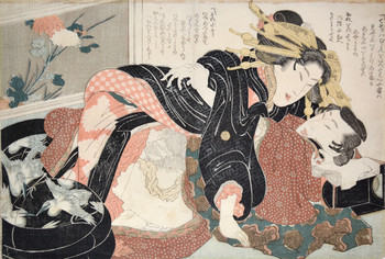 The Season of Chrysanthemums by Hokusai, Woodblock Print
