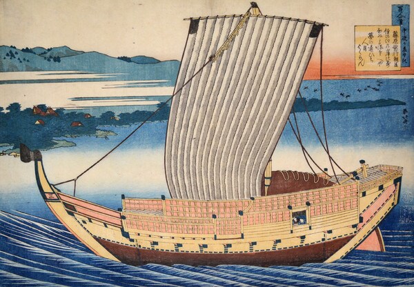 Fujiwara no Toshiyuki Ason by Hokusai, Woodblock Print