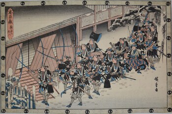 Night Attack, Scene 2 by Hiroshige, Woodblock Print