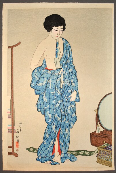 After a Bath by Natori, Shunsen, Woodblock Print