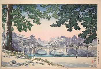 Nijubashi Bridge by Koitsu, Woodblock Print