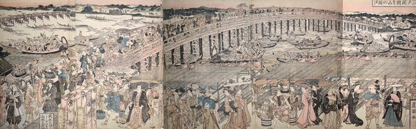 Cooling Off at Ryogoku in Edo by Toyokuni I, Woodblock Print