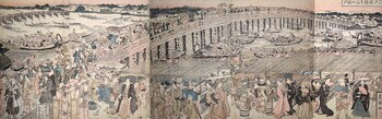 Cooling Off at Ryogoku in Edo by Toyokuni I, Woodblock Print