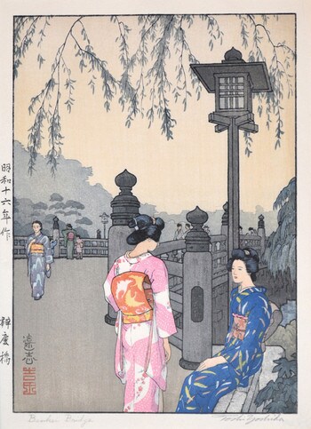 Benkei Bridge by Yoshida, Toshi, Woodblock Print