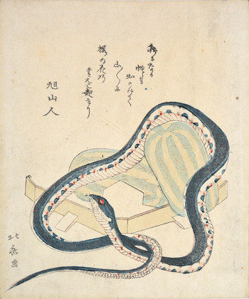 Snake and Melons by Hokusai, Woodblock Print