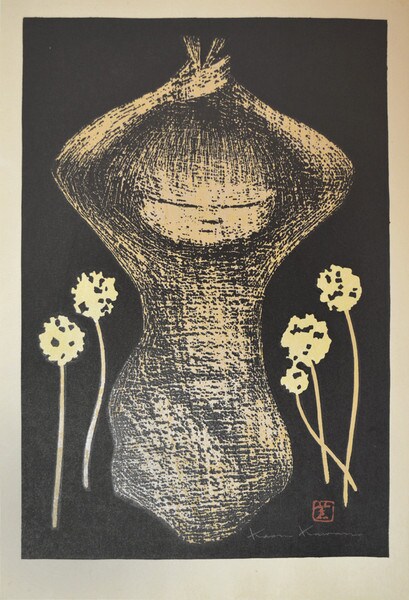 Tanpopo (Dandelion Seed) by Kawano, Kaoru, Woodblock Print