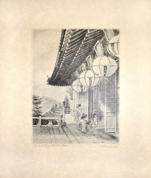 Temple Nigatsudo, Nara by Tamimasa, Etching