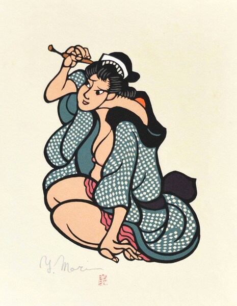 An Ornamental Hairpin by Mori, Yoshitoshi, Woodblock Print
