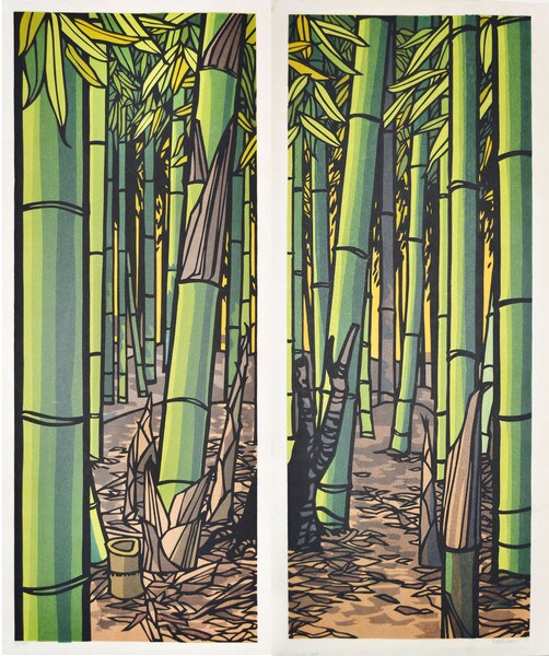 Zuishin in Bamboo by Karhu, Clifton, Woodblock Print