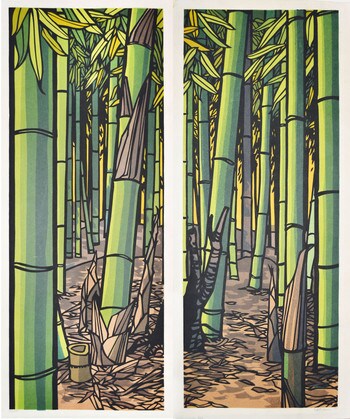 Zuishin in Bamboo by Karhu, Clifton, Woodblock Print
