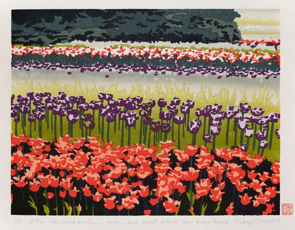 When the earth smiles ... color and sweet scent come to my heart by Howard, Daryl, Woodblock Print
