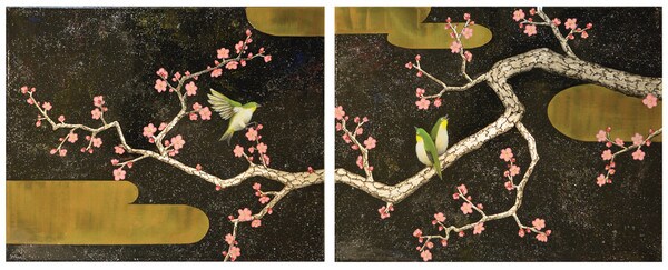 Birds and Flowers, Mixed Media