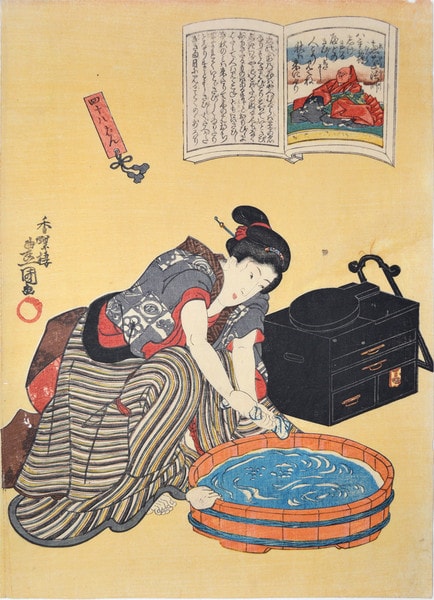 Washing: The Priest Egyo by Toyokuni III, Woodblock Print