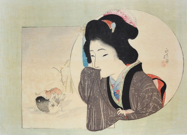 Morning After Snow by Tomioka, Eisen, Woodblock Print