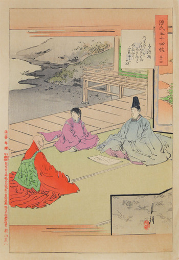 Chapter 54: Yume no Ukihashi (Floating Bridge of Dreams) by Gekko, Woodblock Print