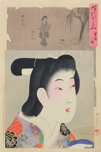 Bijin in the Kanbun Era by Chikanobu, Woodblock Print